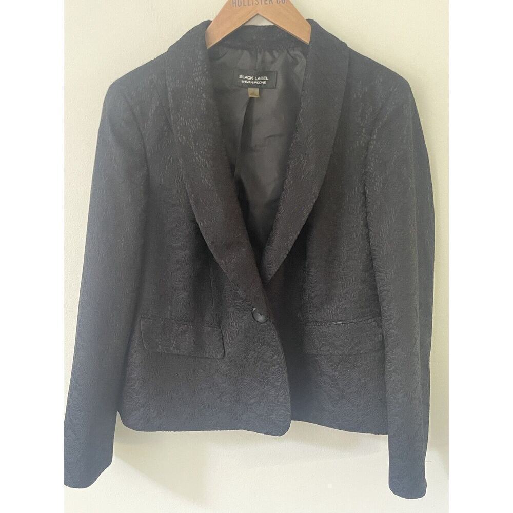 Evan-Piccone Black Label Womens SZ 12 Black Lace Jacket Blazer Lined Pockets